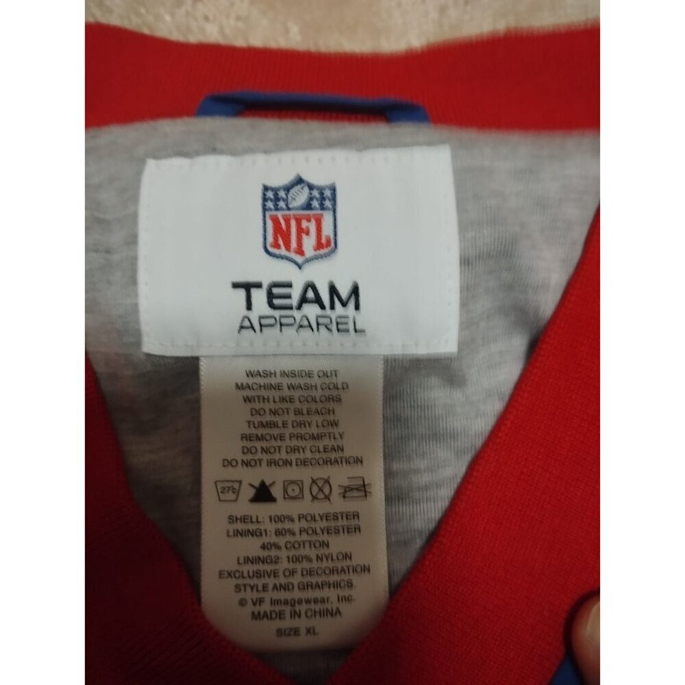 NFL Team Apparel NY Giants Men's XL V-Neck Pullover Windbreaker Jacket Blue Side - Picture 2 of 4